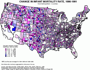 change in infant mortality rate