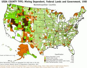 Mining Dependent, Federal Lands and Government, 1989