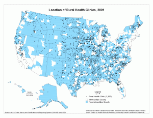 2001 location of rural health clinics