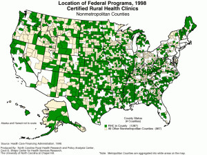 1998 map of rural health clinics