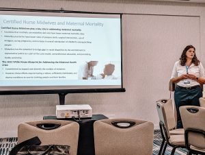 An image of Brooke Lombardi presenting a slideshow